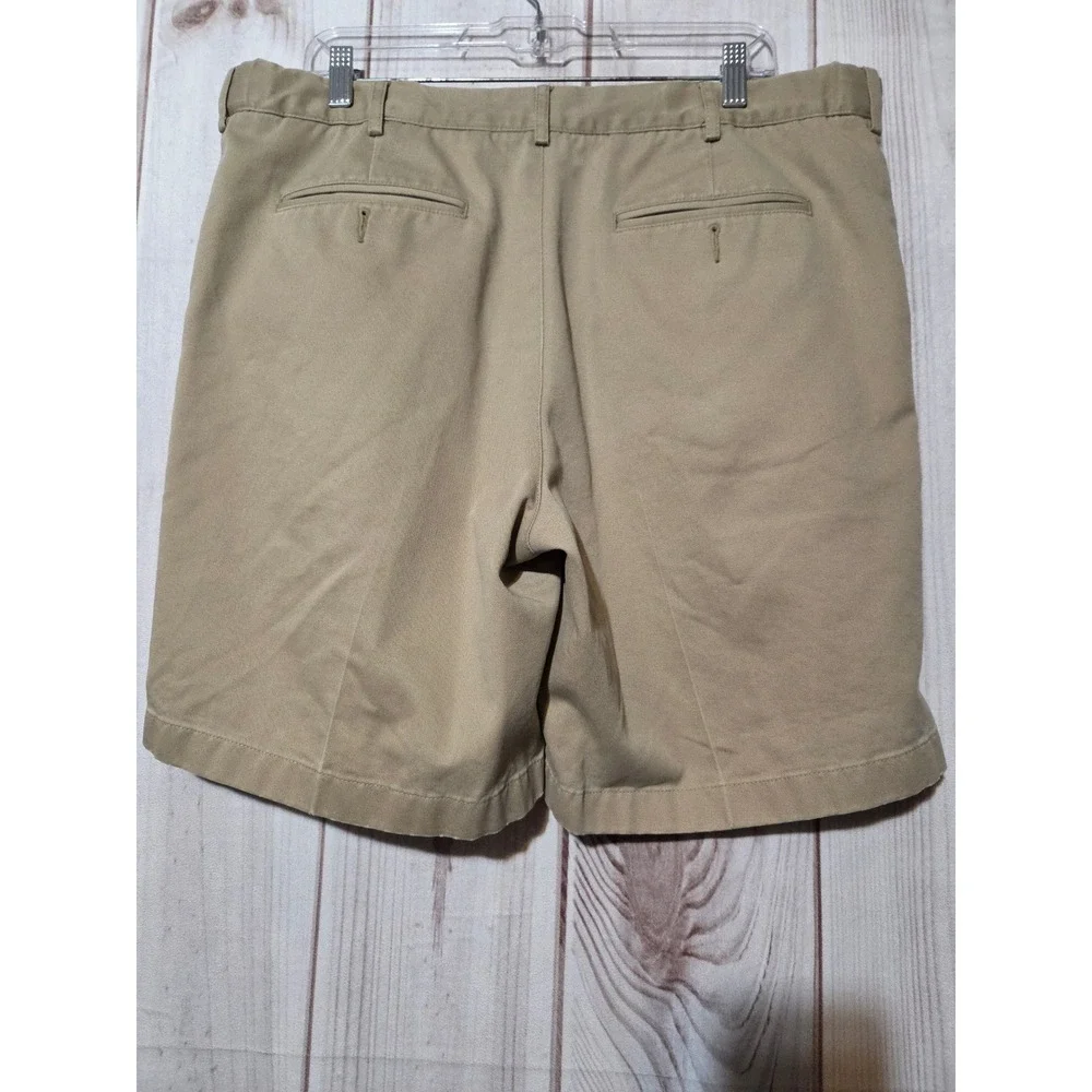Lands End Mens 36 Tan Pleated Chino Shorts Traditional Fit Comfort‎ Waist